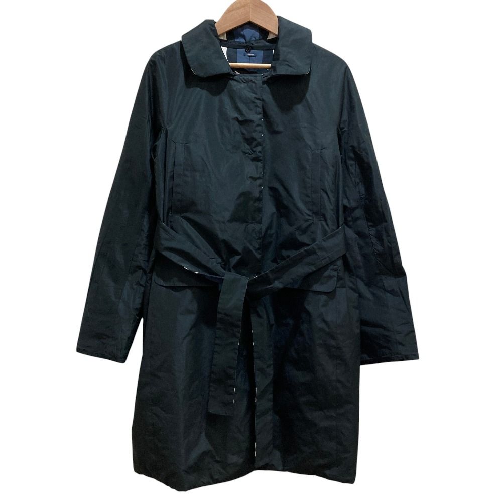 Max Mara S S Lining All Over Print Belted Reversible Coat Black Navy