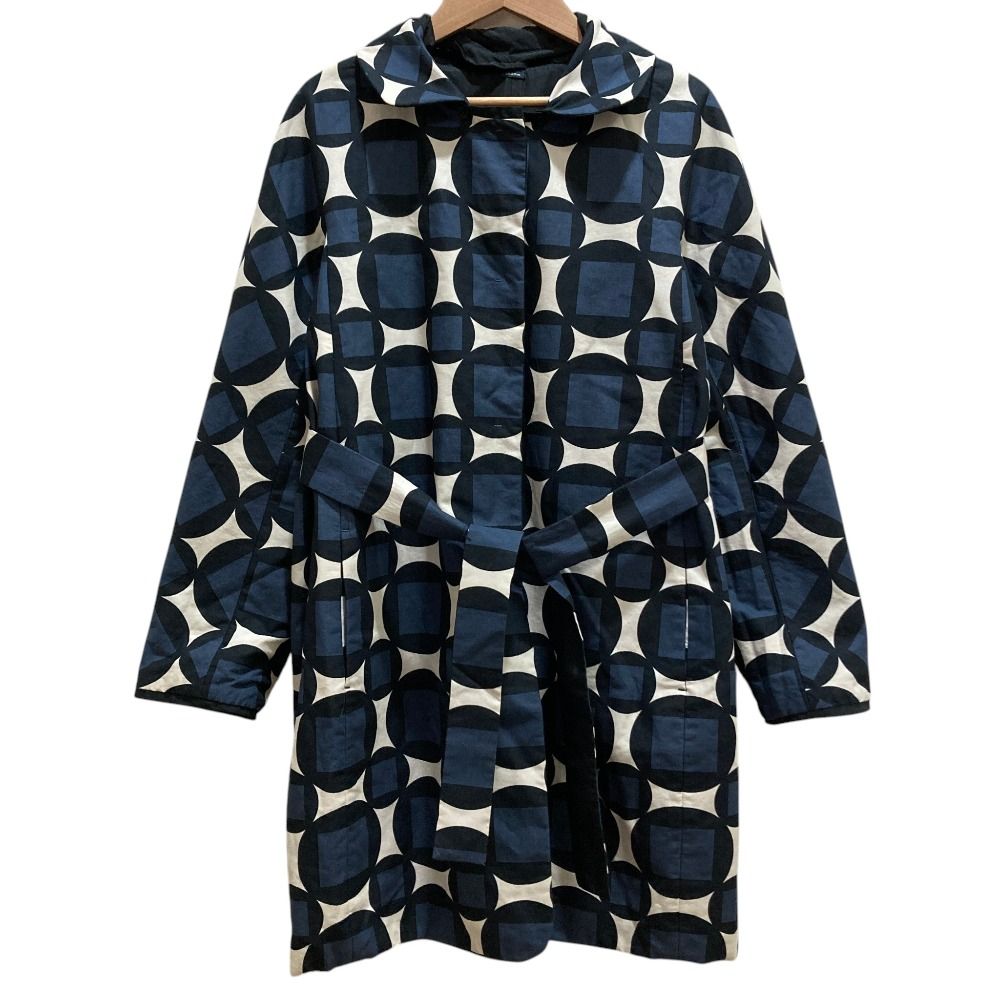 Max Mara S S Lining All Over Print Belted Reversible Coat Black Navy — view 5