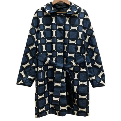 Max Mara S S Lining All Over Print Belted Reversible Coat Black Navy — view 5