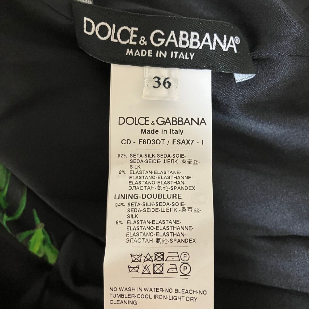 Dolce & Gabbana Rose Print Silk Cache Drape Dress 36 Black — view 4