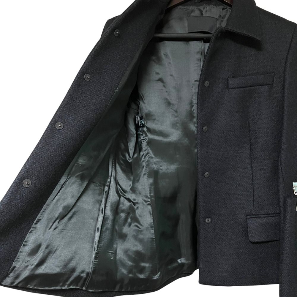 Prada Wool Jacket Knee Length Skirt Set 42 Black — view 4