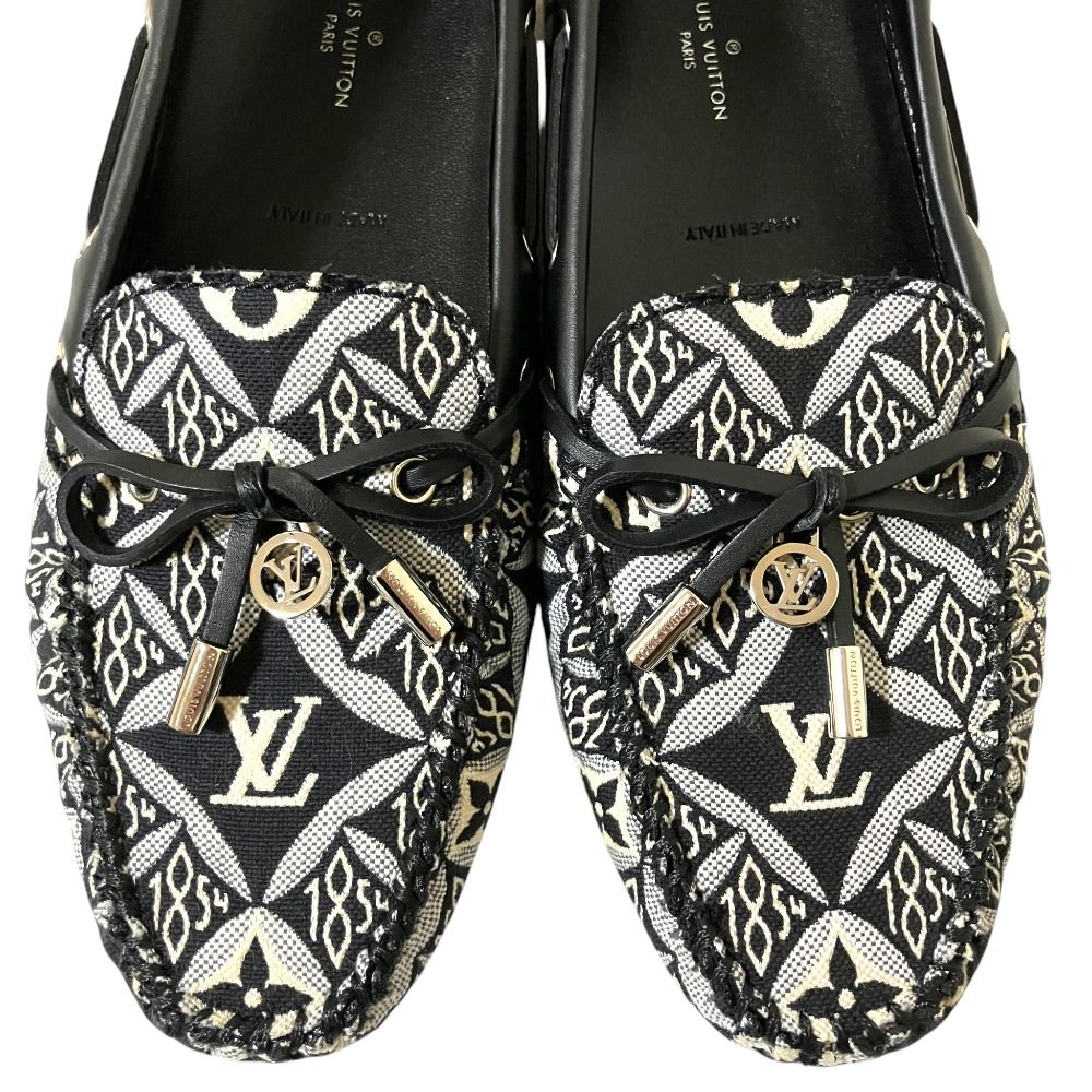 Louis Vuitton Gloria Line Jacquard Driving Shoes Loafers Black 36.5 — view 4