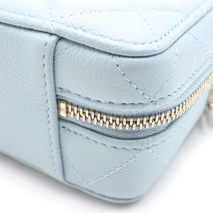 Chanel Quilted Vanity Chain Shoulder Bag Gold Caviar Leather Light Blue — view 5