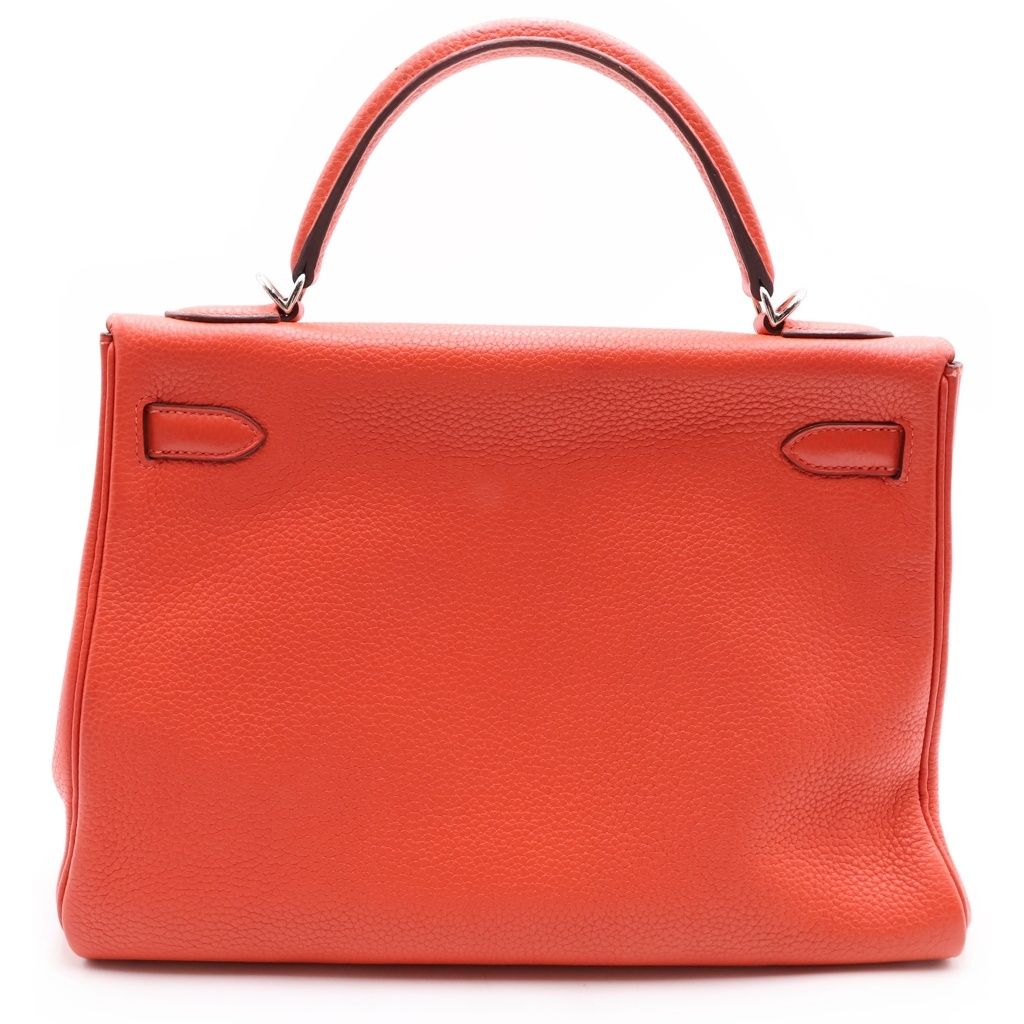Hermes Kelly 32 2-Way Shoulder Bag Back Retourne Silver Taurillon Clemence Rose — view 2