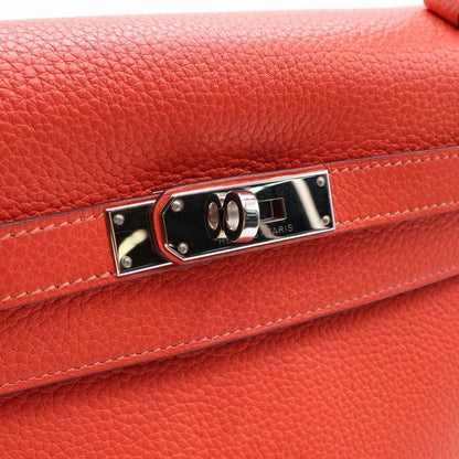 Hermes Kelly 32 2-Way Shoulder Bag Back Retourne Silver Taurillon Clemence Rose — view 6