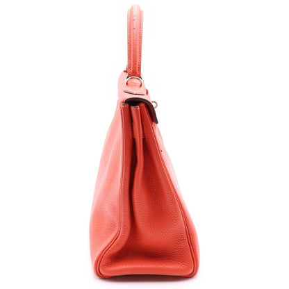 Hermes Kelly 32 2-Way Shoulder Bag Back Retourne Silver Taurillon Clemence Rose — view 3