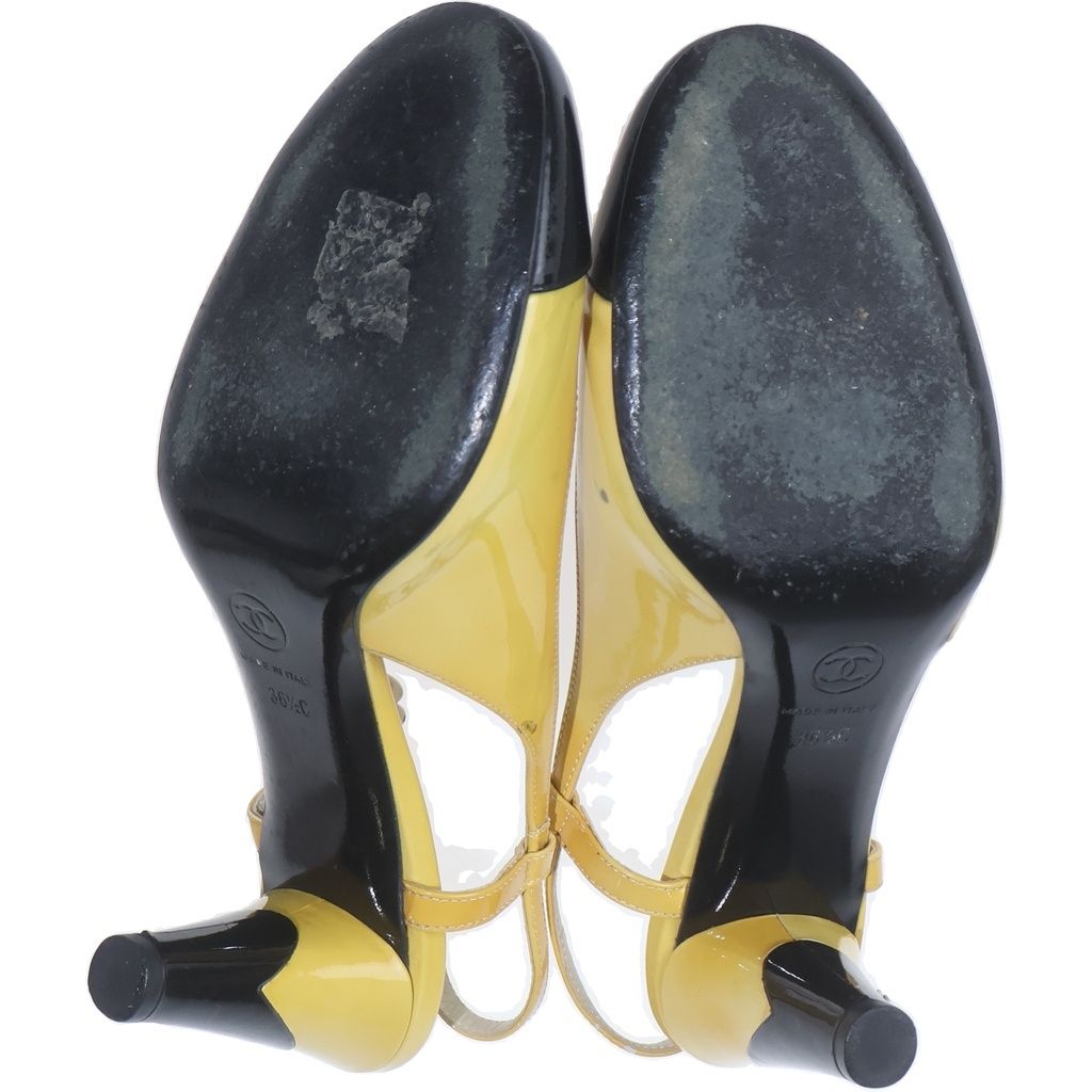 Chanel Camellia Heels Pumps Yellow Black — view 5