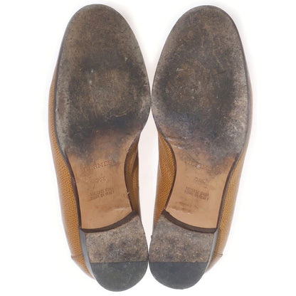 Hermes Kelly Buckle Leather Loafers Shoes Brown Gold — view 5