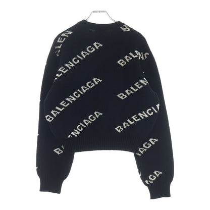 Balenciaga Logo Cropped Knit Black Sweater — view 2
