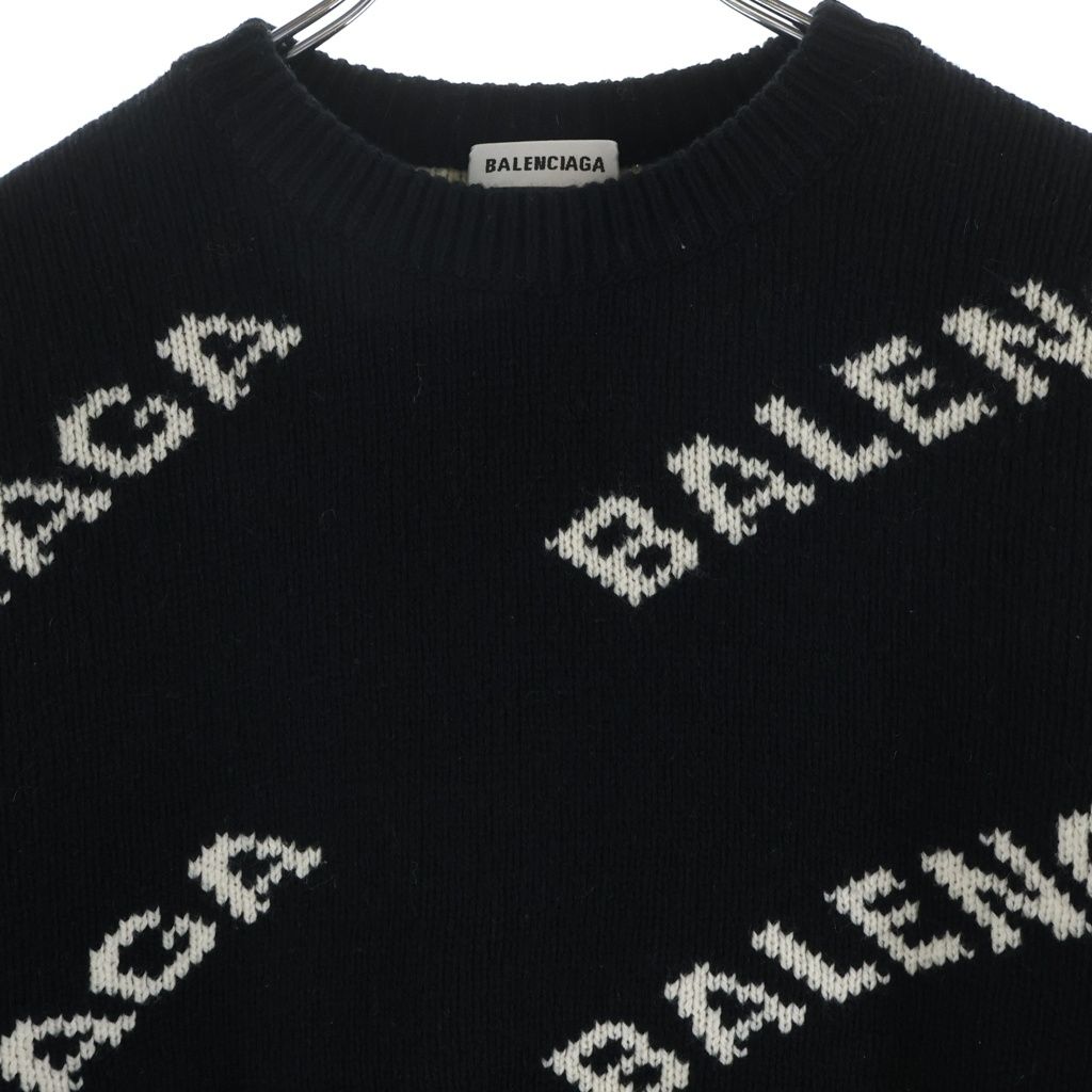 Balenciaga Logo Cropped Knit Black Sweater — view 3