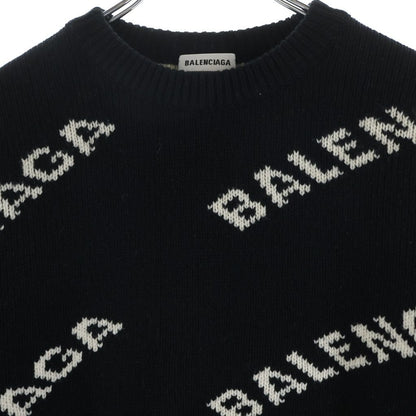 Balenciaga Logo Cropped Knit Black Sweater — view 3