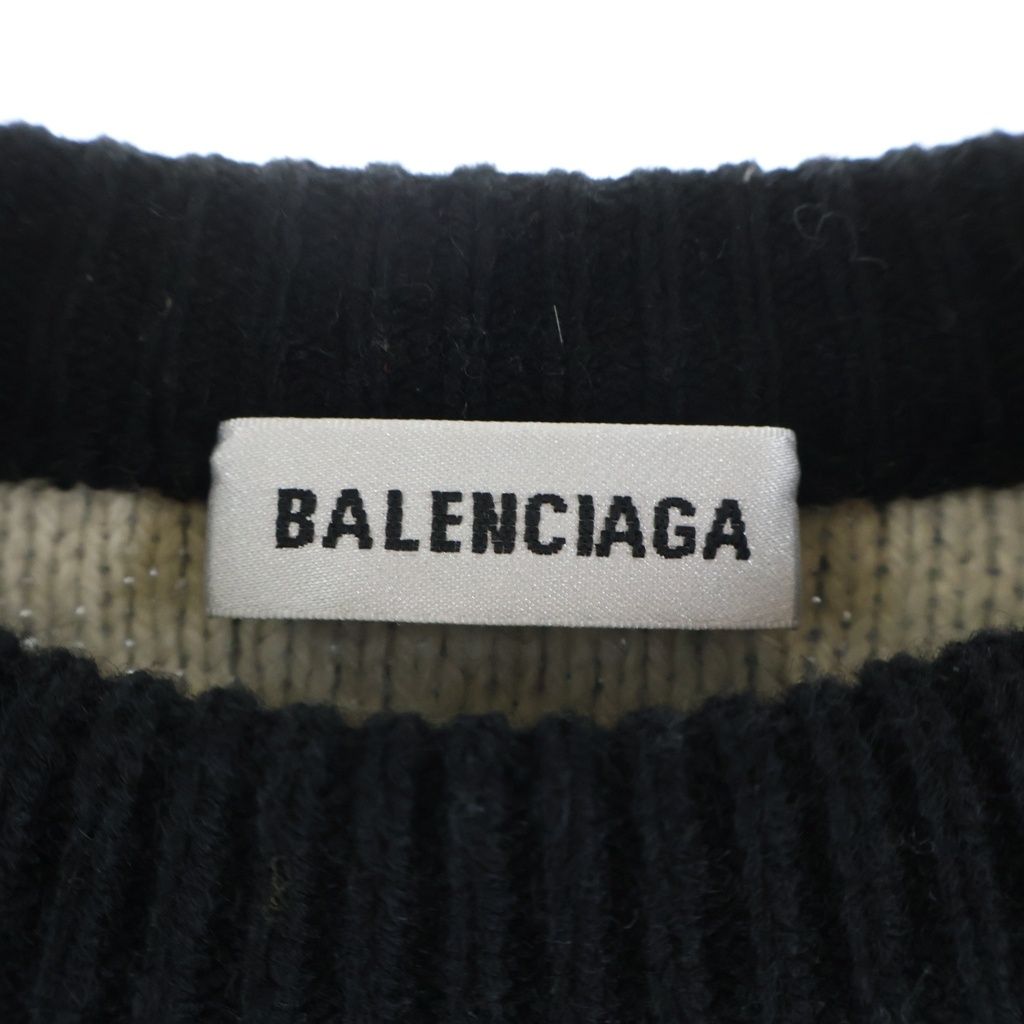 Balenciaga Logo Cropped Knit Black Sweater — view 6