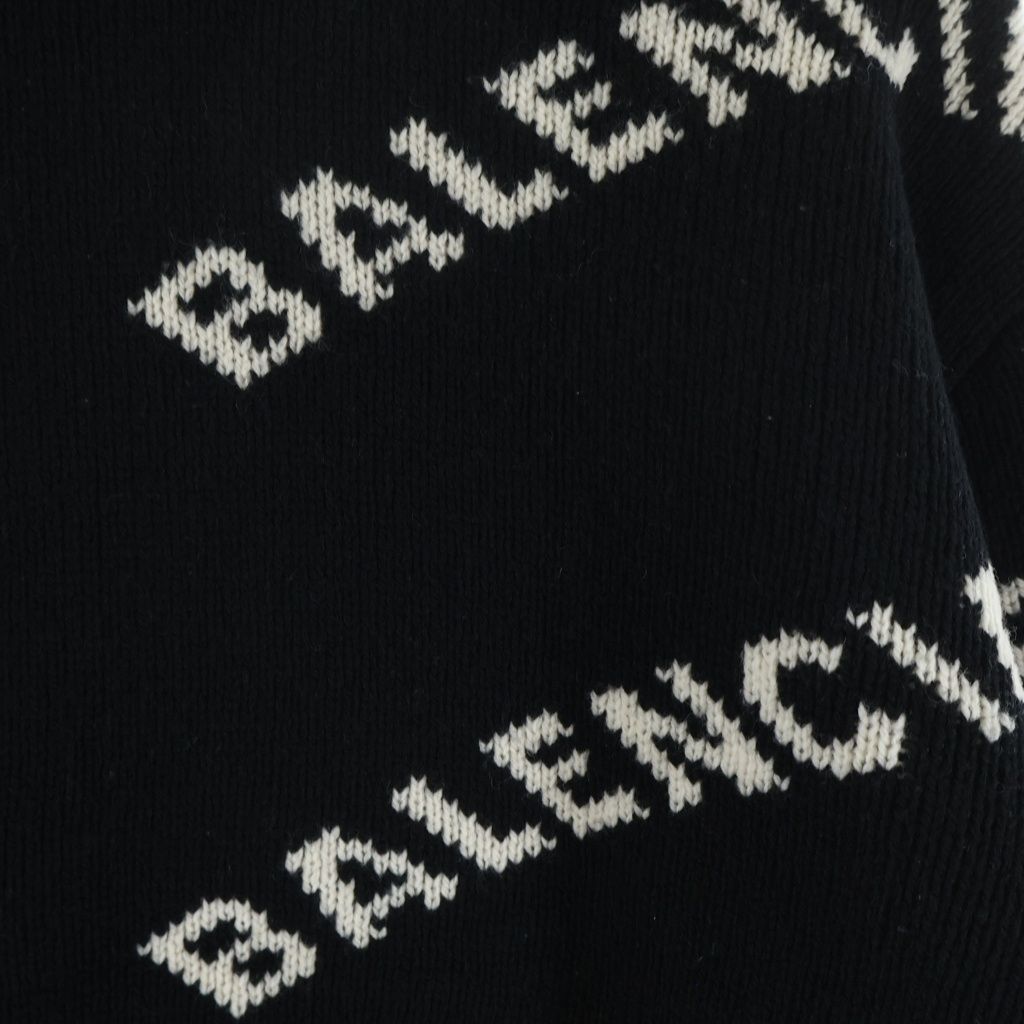 Balenciaga Logo Cropped Knit Black Sweater — view 4