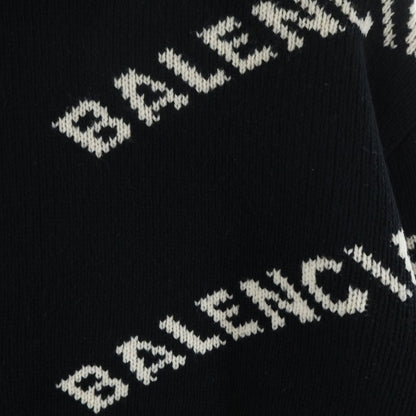 Balenciaga Logo Cropped Knit Black Sweater — view 4