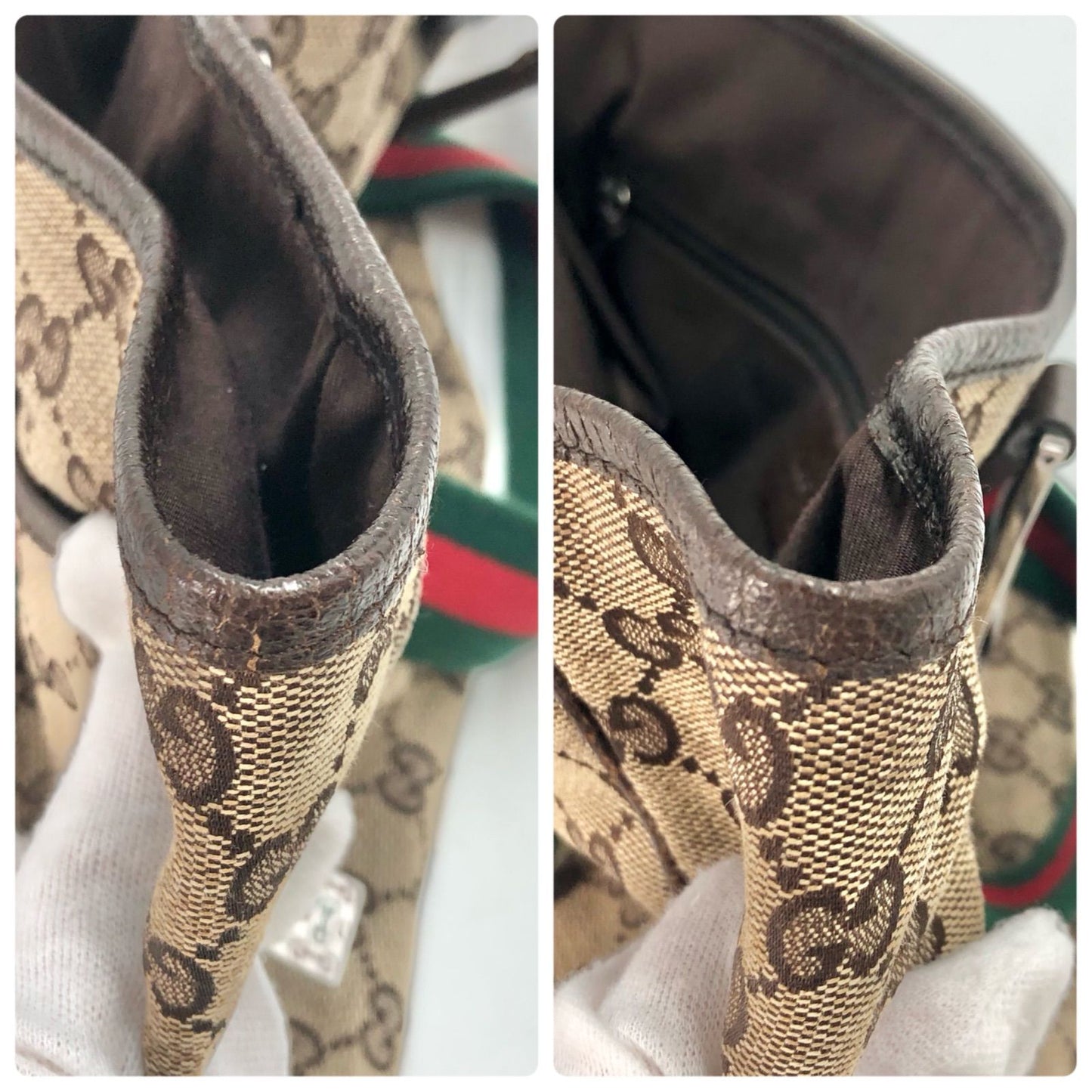 Gucci GG Canvas Tote Bag Sherry Line Beige Dark Brown — view 6