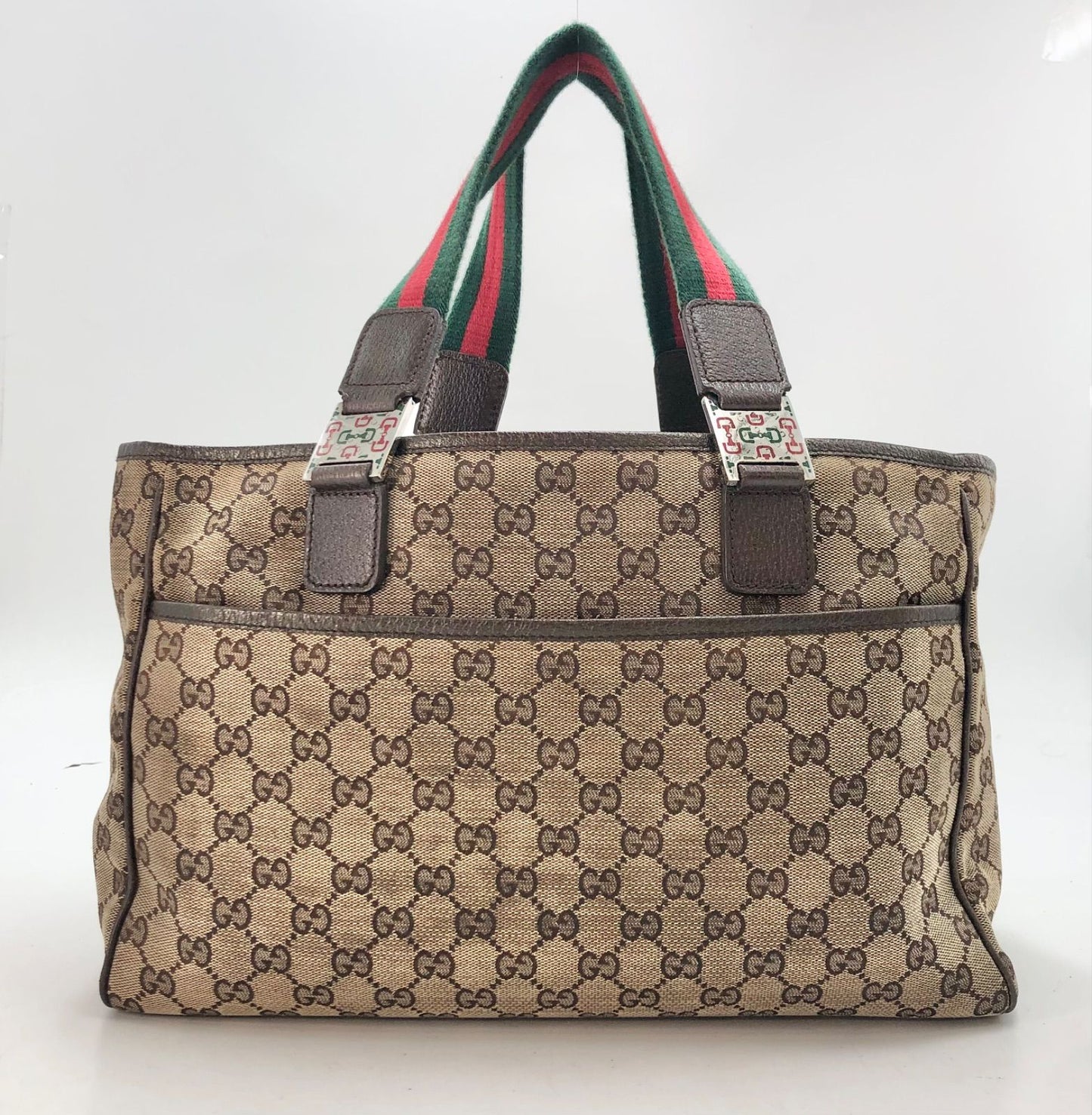 Gucci GG Canvas Tote Bag Sherry Line Beige Dark Brown — view 2
