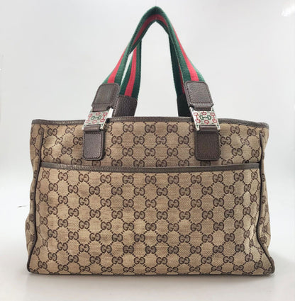 Gucci GG Canvas Tote Bag Sherry Line Beige Dark Brown — view 2