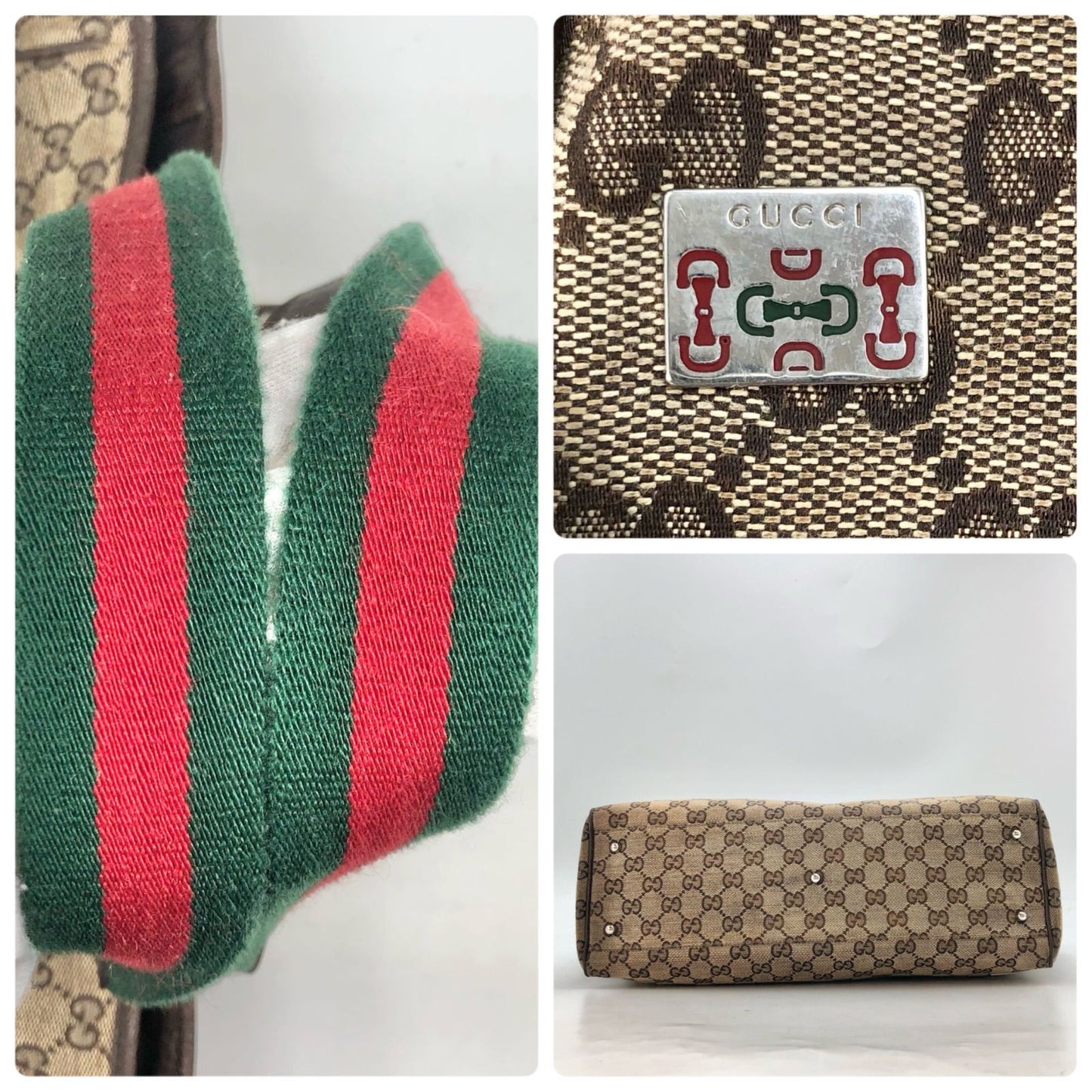 Gucci GG Canvas Tote Bag Sherry Line Beige Dark Brown — view 5