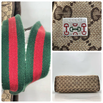Gucci GG Canvas Tote Bag Sherry Line Beige Dark Brown — view 5