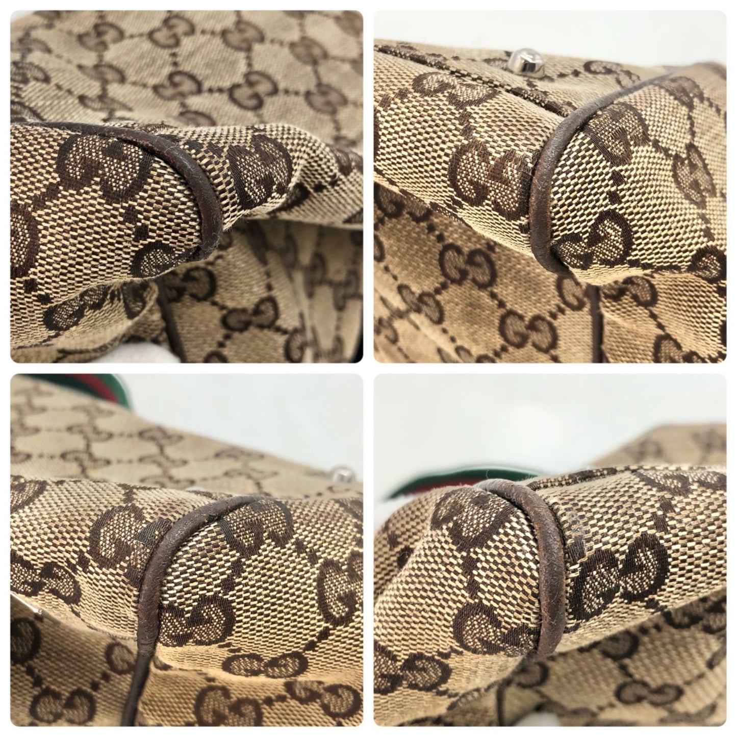 Gucci GG Canvas Tote Bag Sherry Line Beige Dark Brown — view 7
