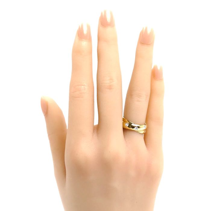 Tiffany & Co 18K Yellow Gold Platinum Dots Twist Ring Diamond — view 7