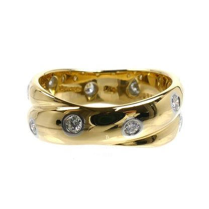 Tiffany & Co 18K Yellow Gold Platinum Dots Twist Ring Diamond — view 3