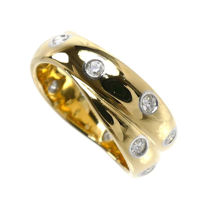 Tiffany & Co 18K Yellow Gold Platinum Dots Twist Ring Diamond — view 2
