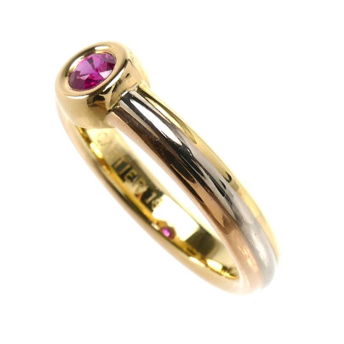 Cartier 18K Yellow Gold 18K White 18K Pink Monostone Ring Ruby — view 2