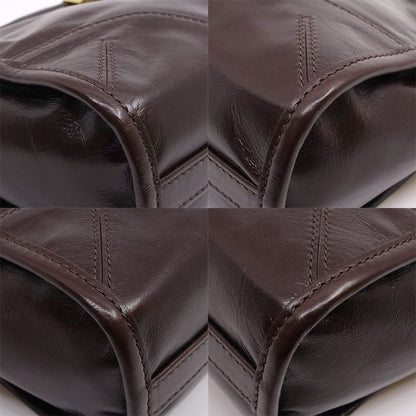 Prada Boni Shoulder Bag Leather Dark Brown Gold — view 5