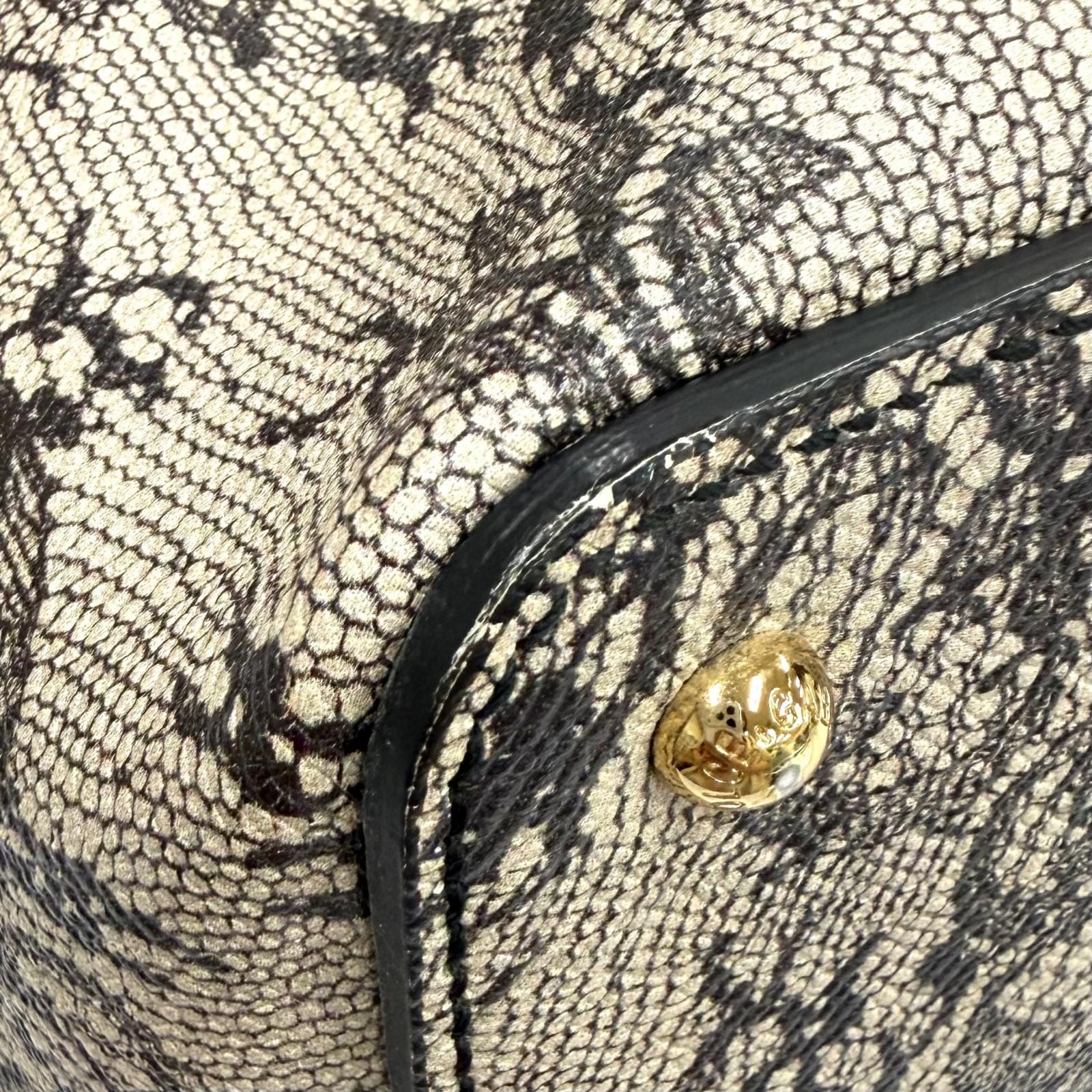 Dolce & Gabbana Lace Print Key Leather Tote Bag Beige Black — view 7