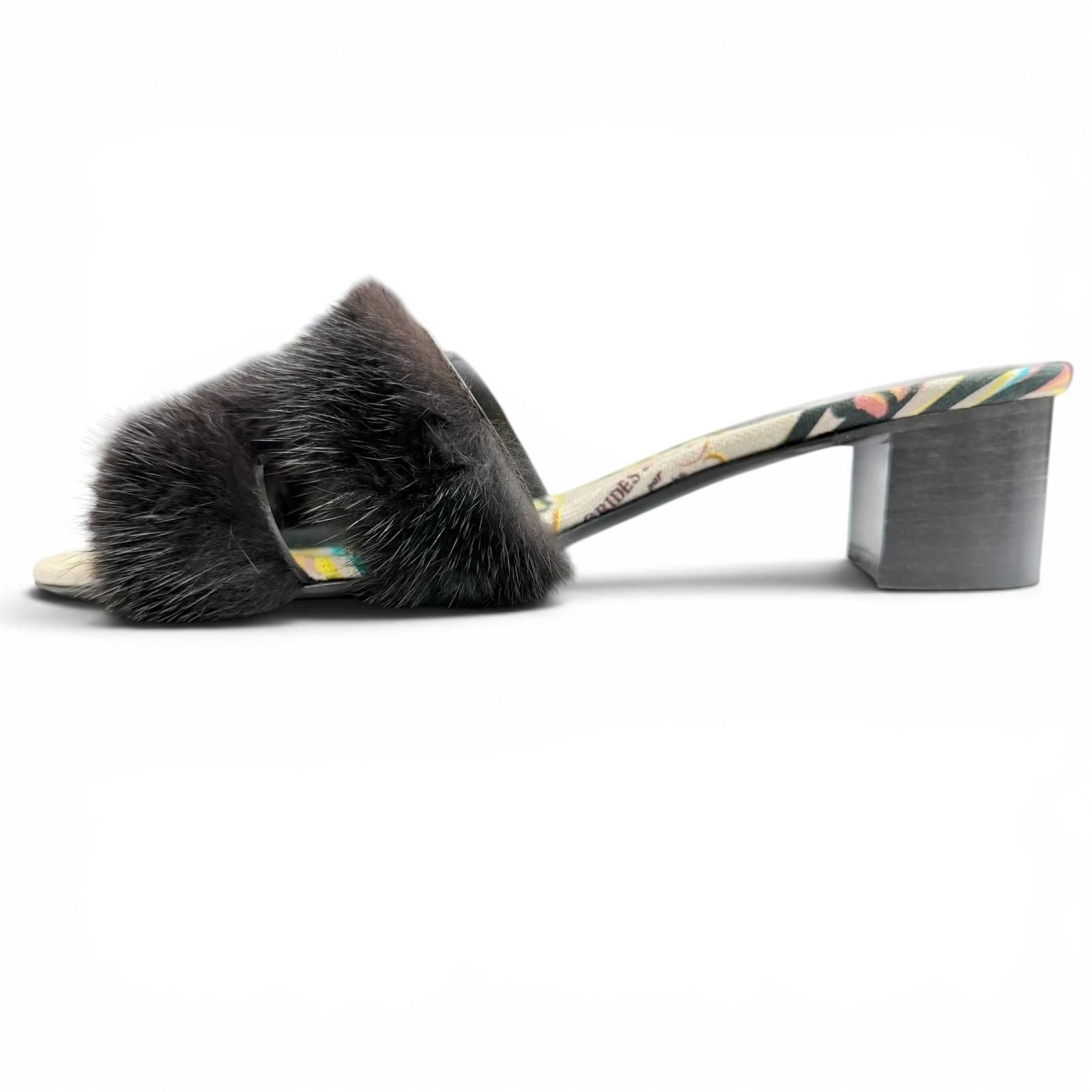 Hermes Oran Motif Mink Brides de Gala Sandals Black — view 5