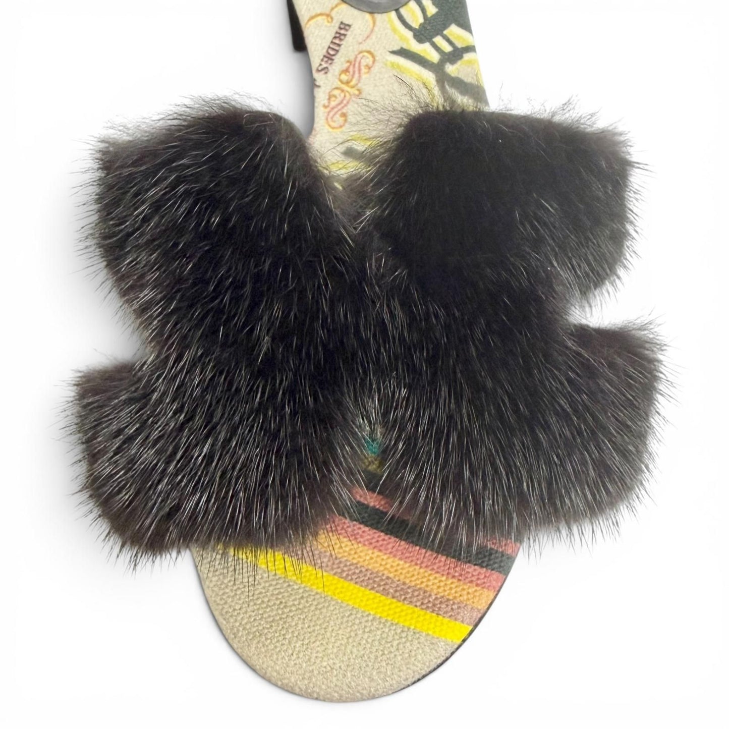 Hermes Oran Motif Mink Brides de Gala Sandals Black — view 7