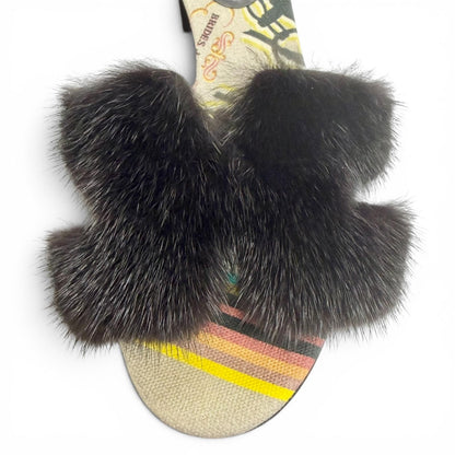 Hermes Oran Motif Mink Brides de Gala Sandals Black — view 7