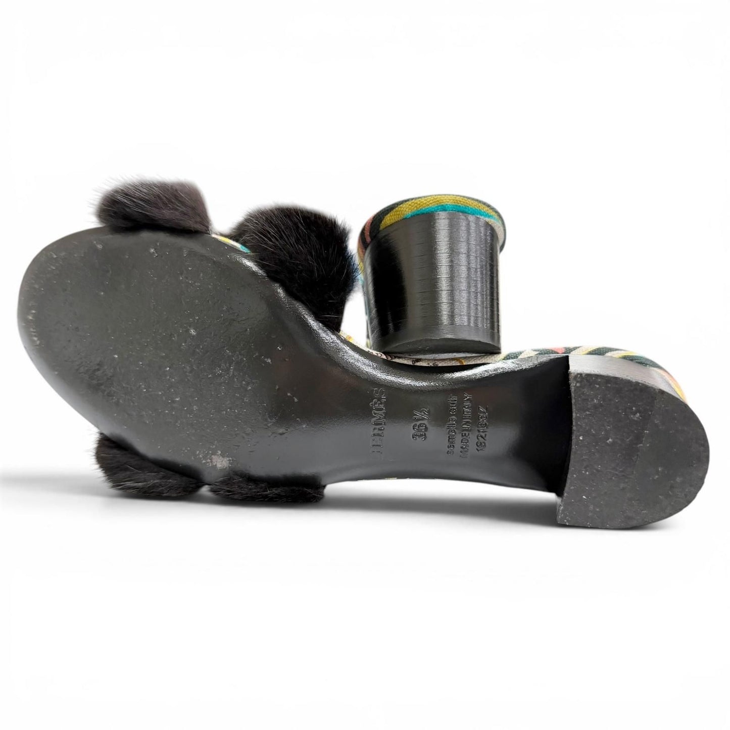 Hermes Oran Motif Mink Brides de Gala Sandals Black — view 4
