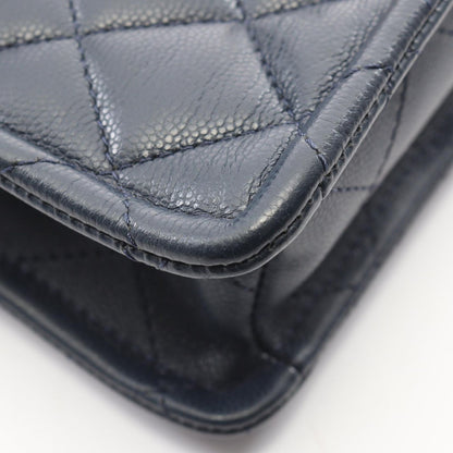 Chanel Shoulder Bag Quilted Navy Lambskin Small Chain — view 6
