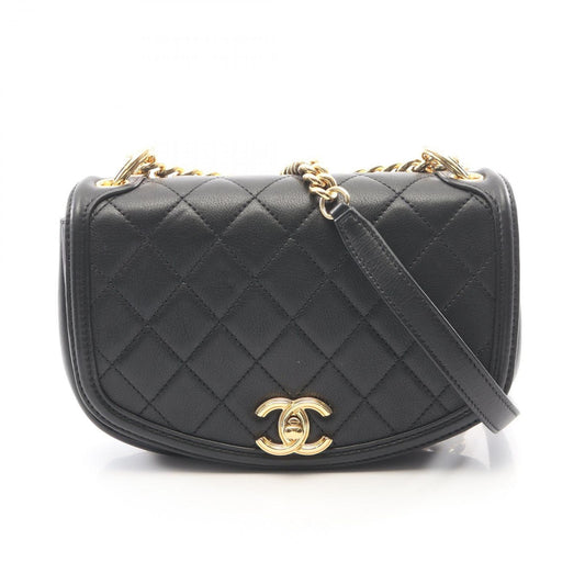 Chanel Shoulder Bag Quilted Black Lambskin Small Chain