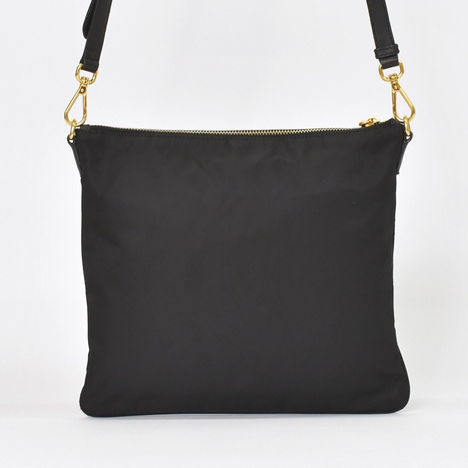 Prada Ribbon Shoulder Bag Triangle Logo Nylon Black Gold — view 2