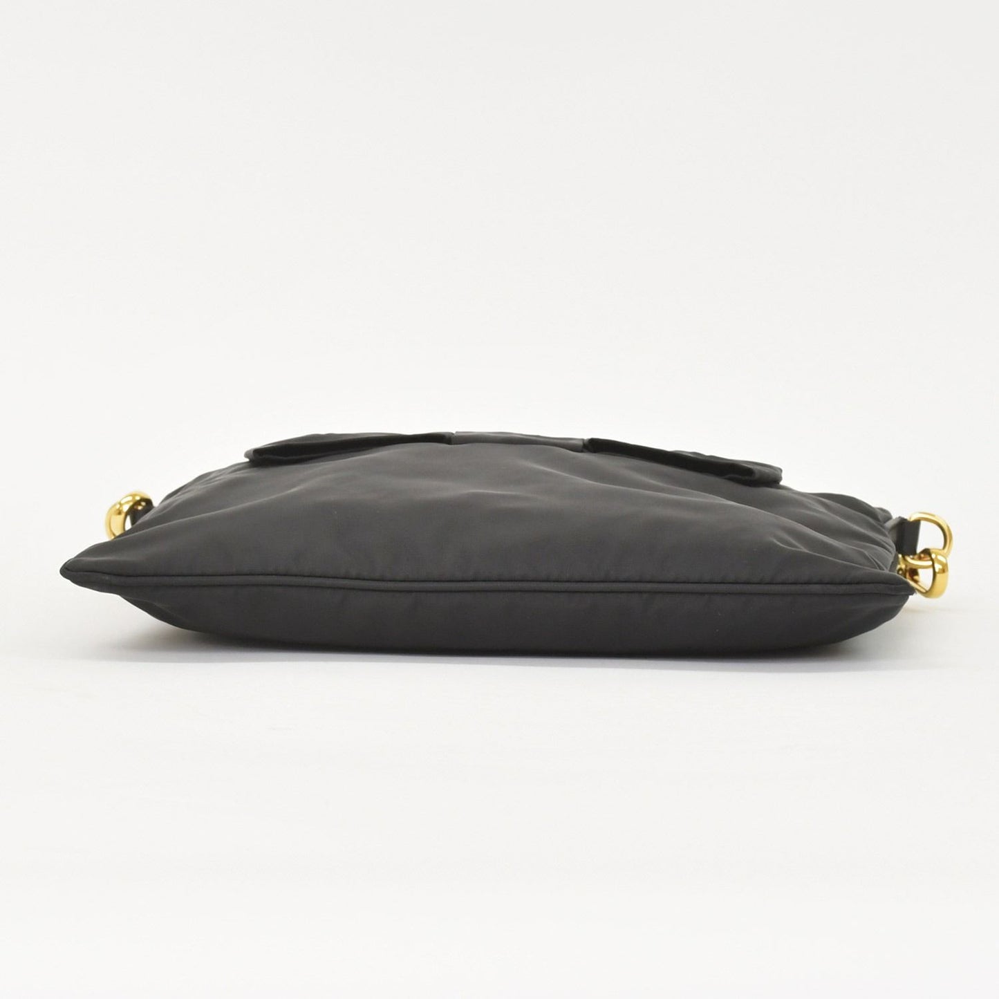 Prada Ribbon Shoulder Bag Triangle Logo Nylon Black Gold — view 8