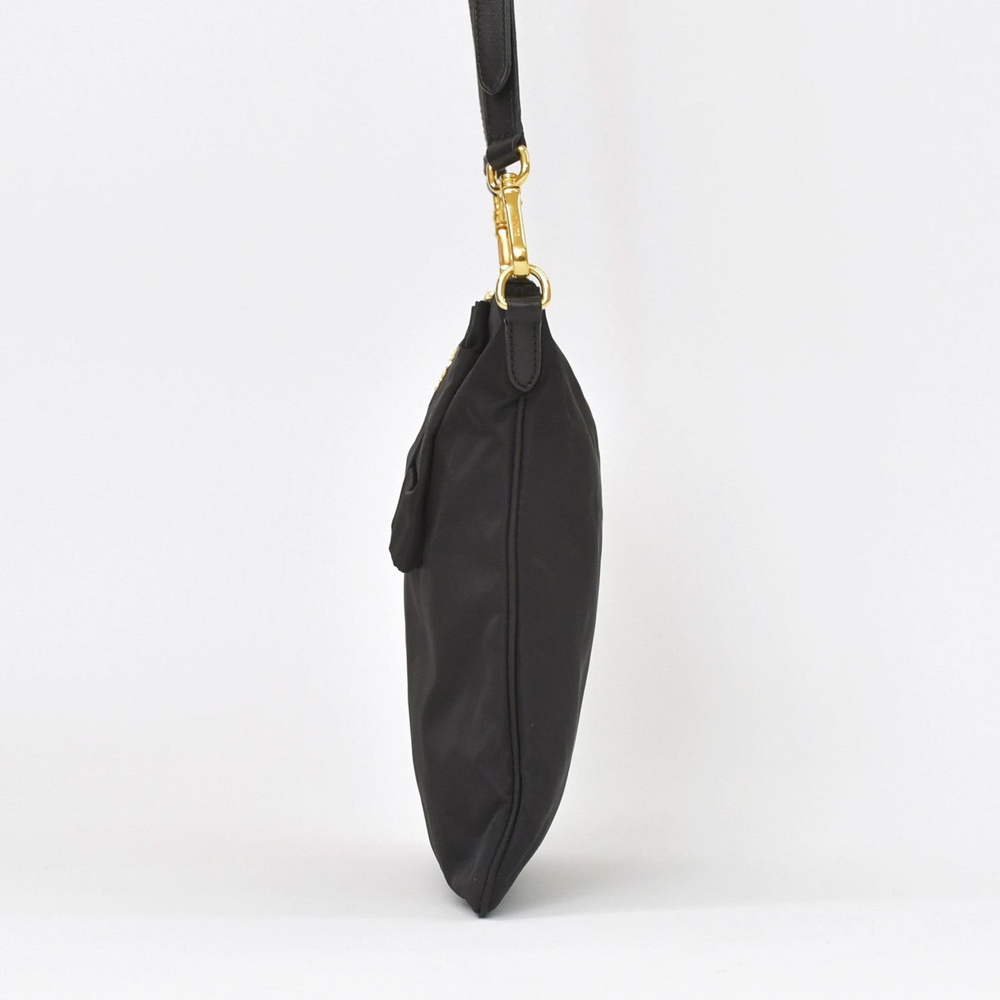 Prada Ribbon Shoulder Bag Triangle Logo Nylon Black Gold — view 3