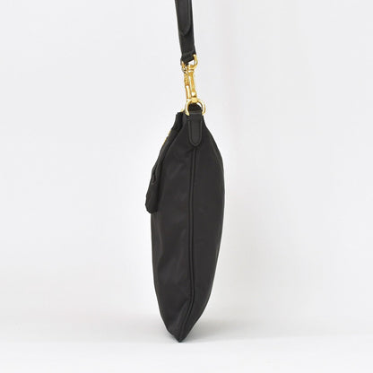 Prada Ribbon Shoulder Bag Triangle Logo Nylon Black Gold — view 3