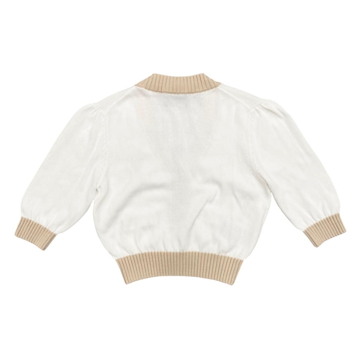 Prada Cardigan Cropped Length 36 Cotton Logo White Beige — view 2