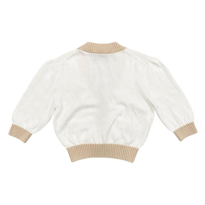 Prada Cardigan Cropped Length 36 Cotton Logo White Beige — view 2
