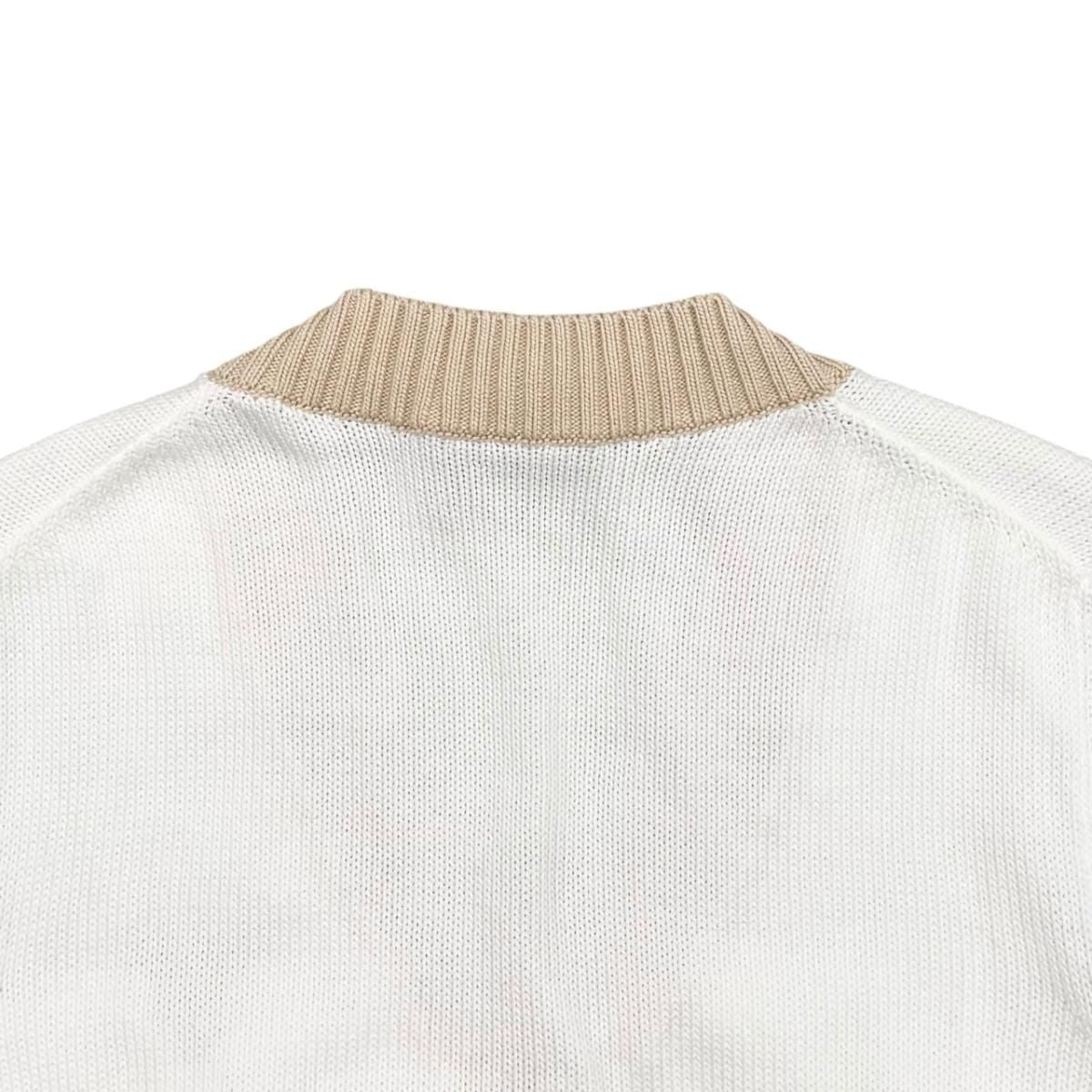 Prada Cardigan Cropped Length 36 Cotton Logo White Beige — view 5