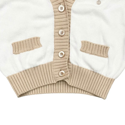 Prada Cardigan Cropped Length 36 Cotton Logo White Beige — view 4