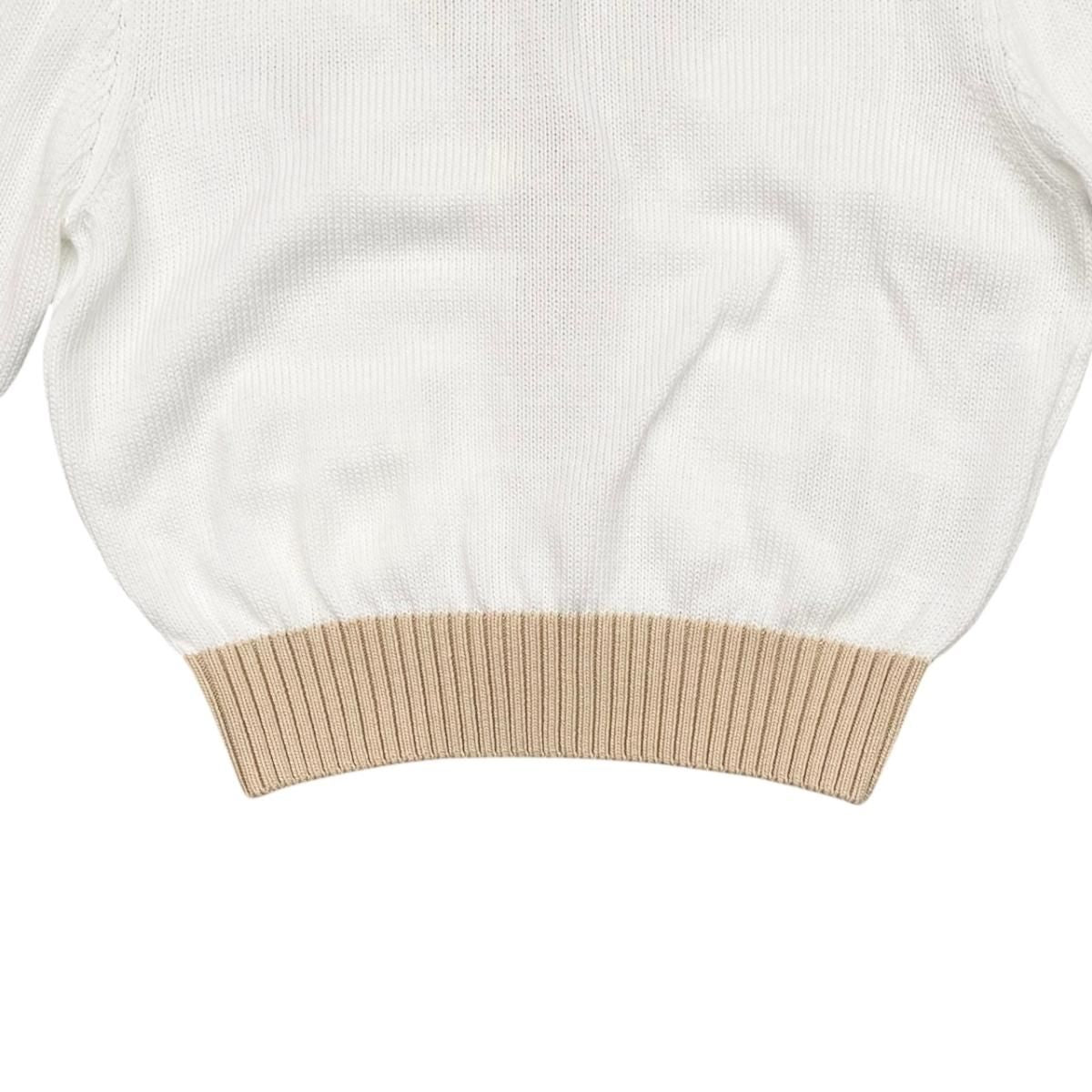 Prada Cardigan Cropped Length 36 Cotton Logo White Beige — view 6