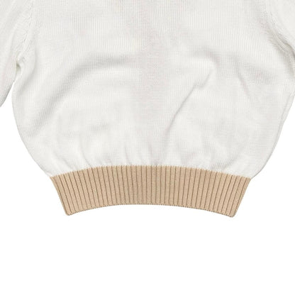 Prada Cardigan Cropped Length 36 Cotton Logo White Beige — view 6