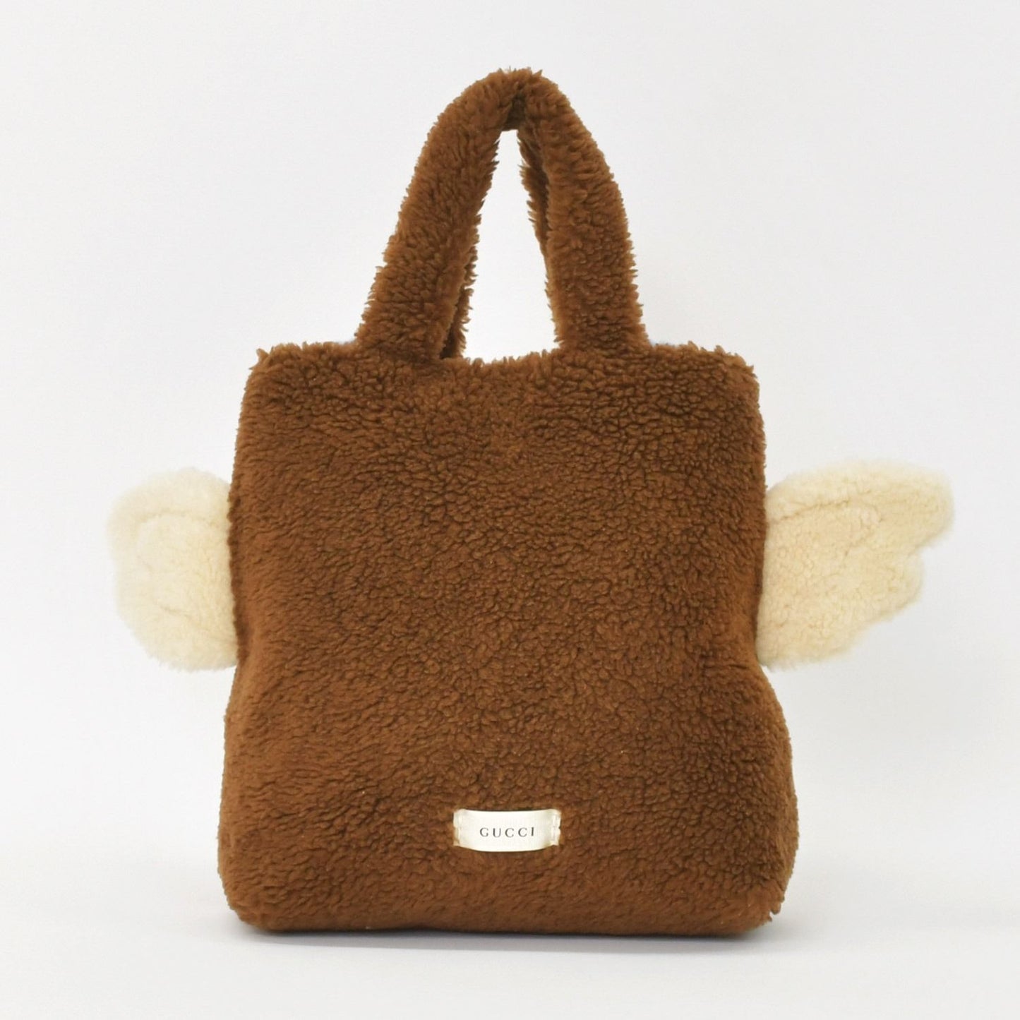 Gucci Fleece Handbag Brown Silver — view 2