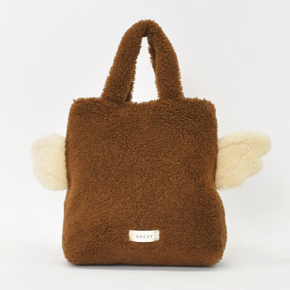 Gucci Fleece Handbag Brown Silver — view 2