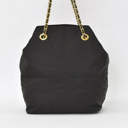Prada Tote Bag Triangle Logo Nylon Black Gold — view 2