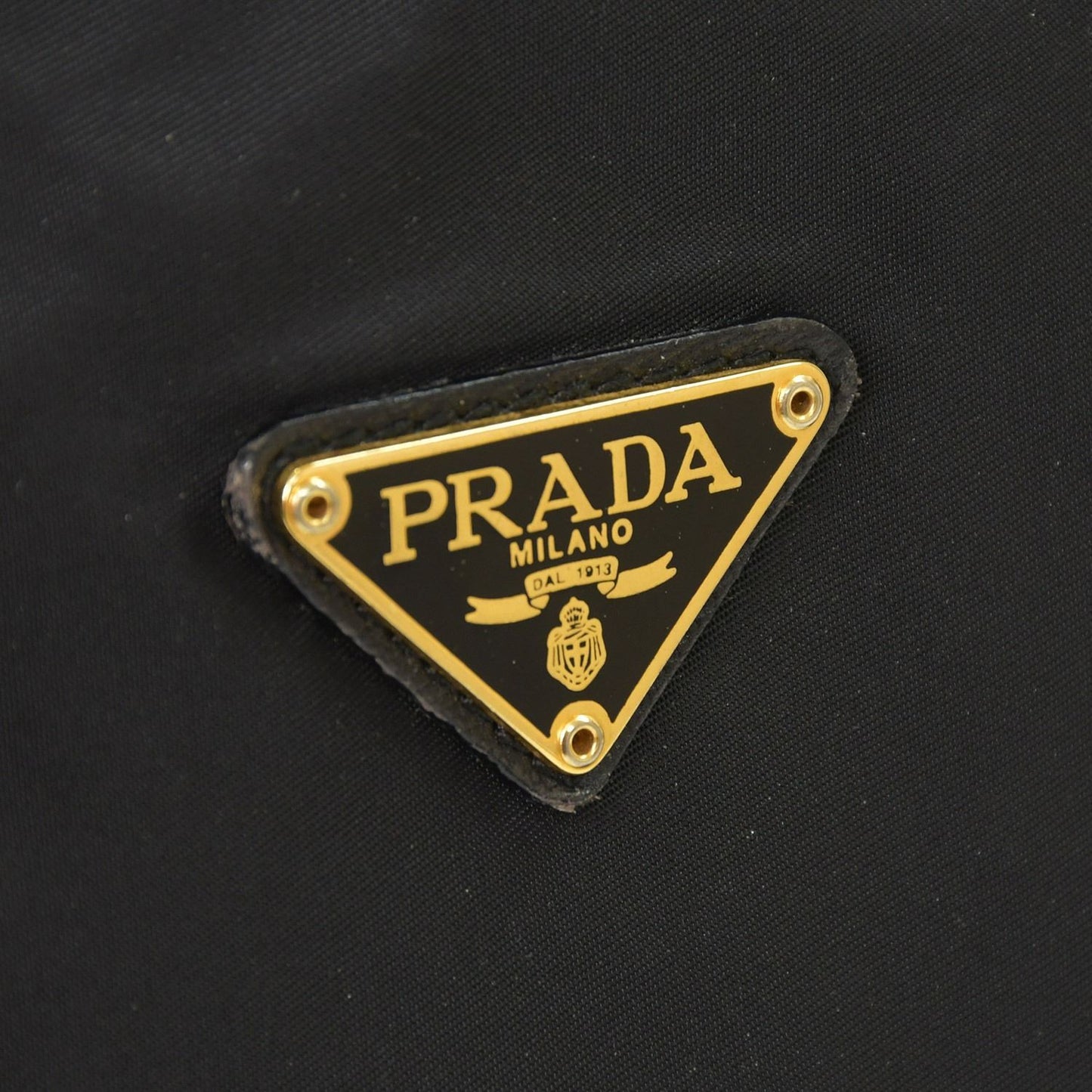 Prada Tote Bag Triangle Logo Nylon Black Gold — view 5